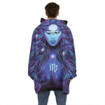Dark Virgo Zodiac Sign Print Hoodie Blanket