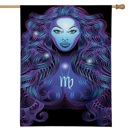 Dark Virgo Zodiac Sign Print House Flag