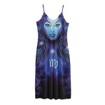 Dark Virgo Zodiac Sign Print Jersey Midi Cami Dress