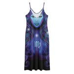 Dark Virgo Zodiac Sign Print Jersey Midi Cami Dress