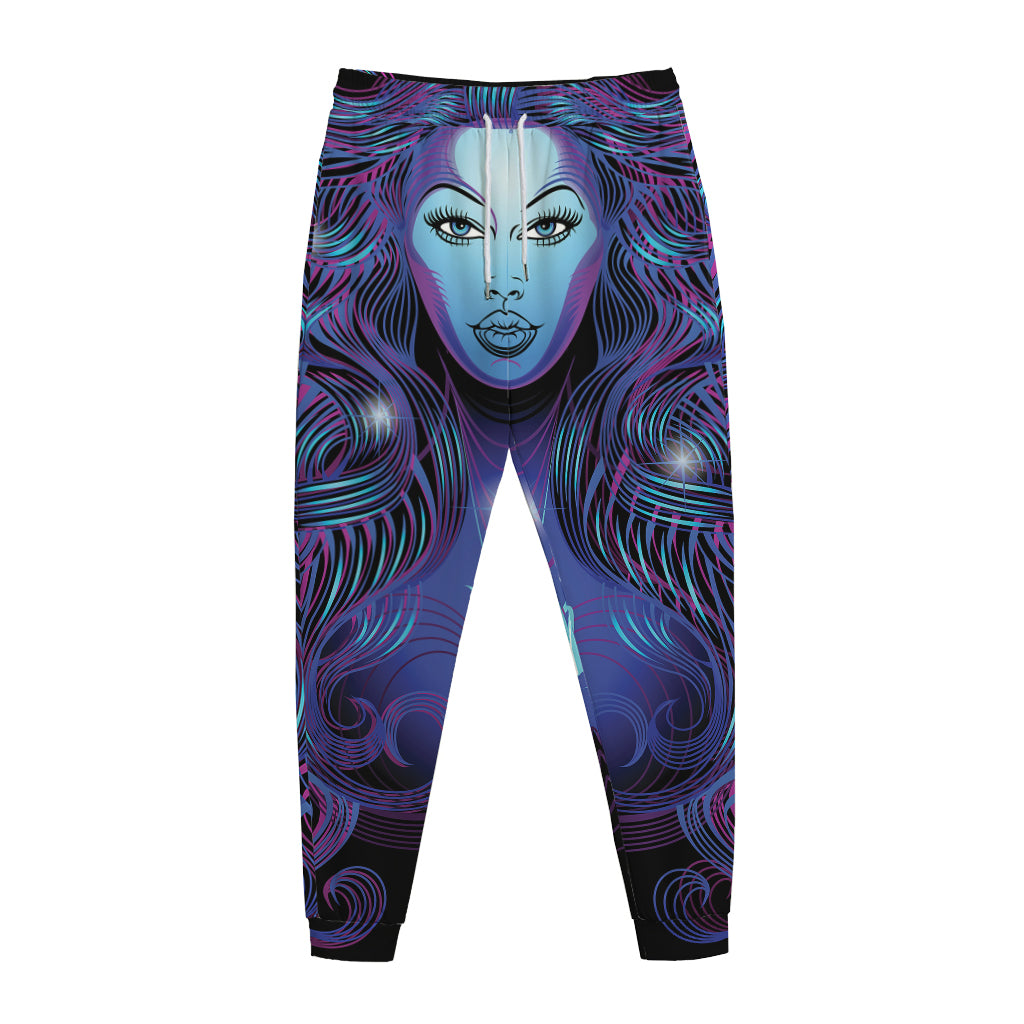 Dark Virgo Zodiac Sign Print Jogger Pants