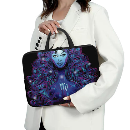Dark Virgo Zodiac Sign Print Laptop Sleeve With Handle