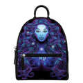 Dark Virgo Zodiac Sign Print Leather Backpack