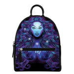 Dark Virgo Zodiac Sign Print Leather Backpack
