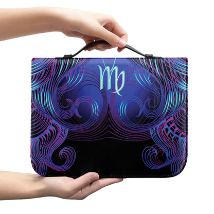Dark Virgo Zodiac Sign Print Leather Bible Cover