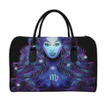 Dark Virgo Zodiac Sign Print Leather Duffel Bag