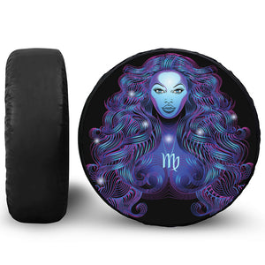 Dark Virgo Zodiac Sign Print Leather Spare Tire Cover