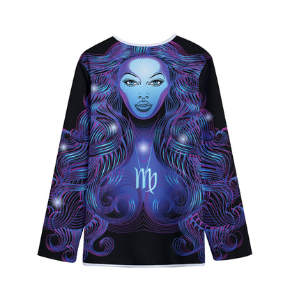 Dark Virgo Zodiac Sign Print Long Sleeve Short Coat
