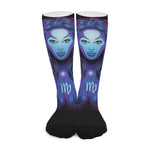 Dark Virgo Zodiac Sign Print Long Socks
