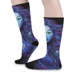 Dark Virgo Zodiac Sign Print Long Socks