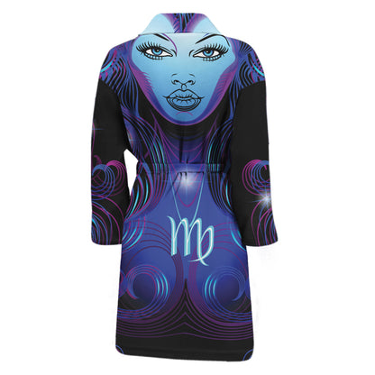 Dark Virgo Zodiac Sign Print Men's Bathrobe
