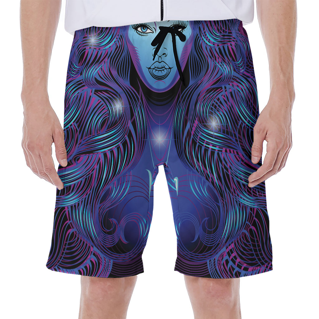 Dark Virgo Zodiac Sign Print Men's Beach Shorts