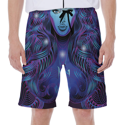 Dark Virgo Zodiac Sign Print Men's Beach Shorts