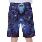 Dark Virgo Zodiac Sign Print Men's Beach Shorts