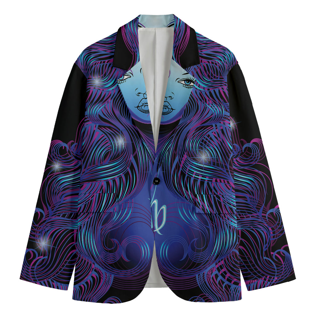 Dark Virgo Zodiac Sign Print Men's Cotton Blazer
