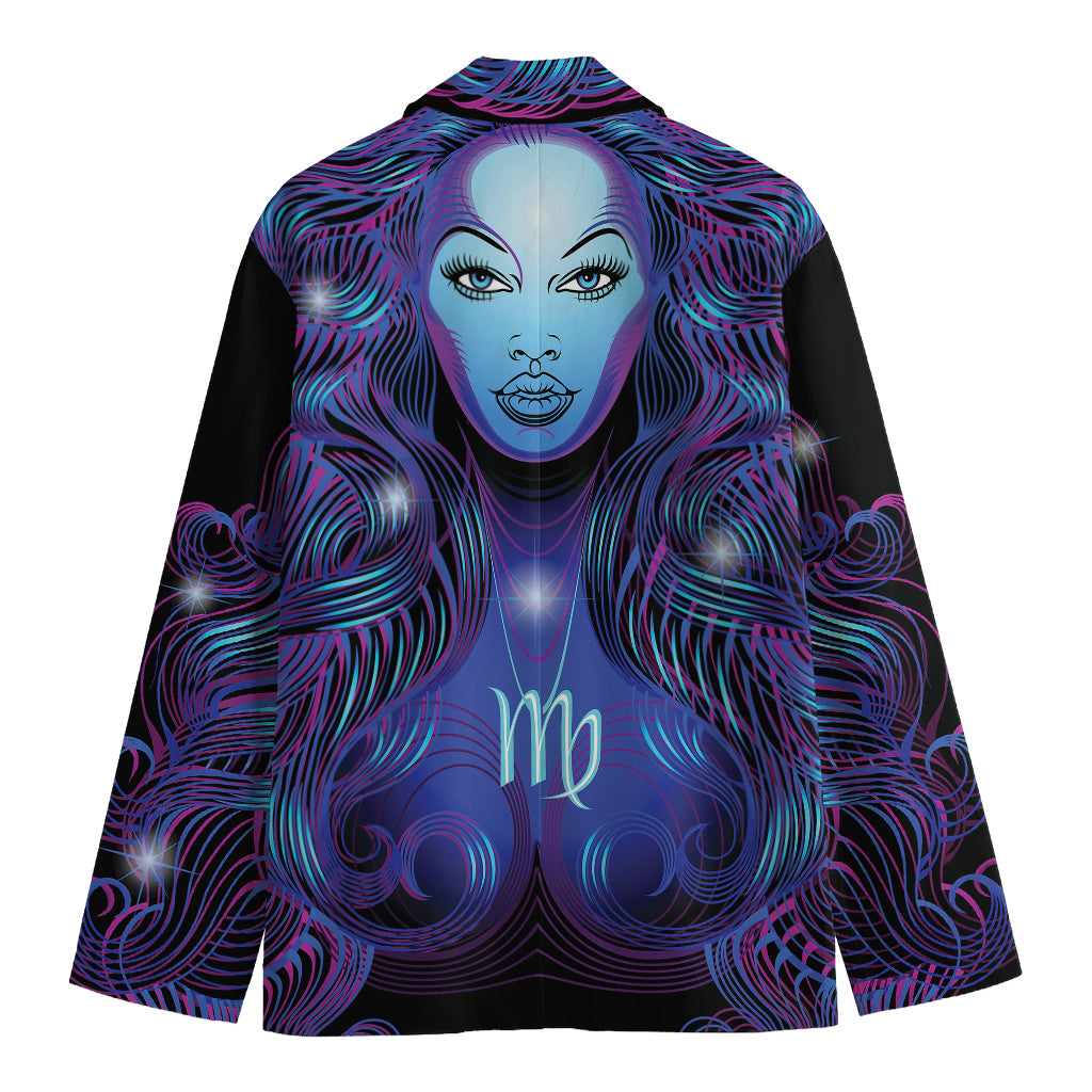 Dark Virgo Zodiac Sign Print Men's Cotton Blazer