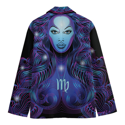 Dark Virgo Zodiac Sign Print Men's Cotton Blazer