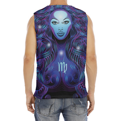 Dark Virgo Zodiac Sign Print Men's Fitness Tank Top