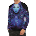 Dark Virgo Zodiac Sign Print Men's Long Sleeve Rash Guard