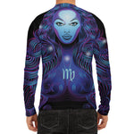 Dark Virgo Zodiac Sign Print Men's Long Sleeve Rash Guard
