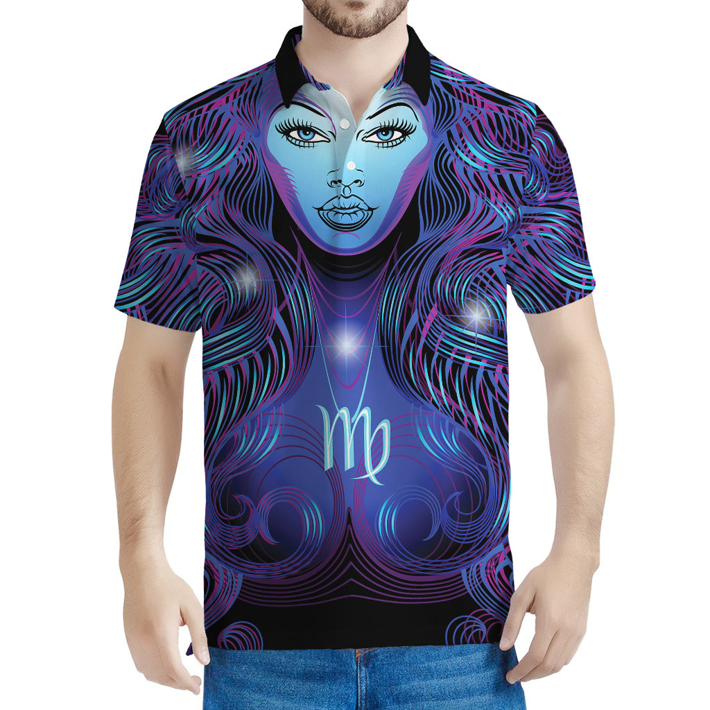 Dark Virgo Zodiac Sign Print Men's Polo Shirt