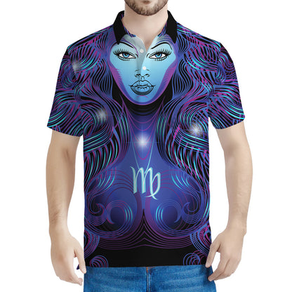 Dark Virgo Zodiac Sign Print Men's Polo Shirt