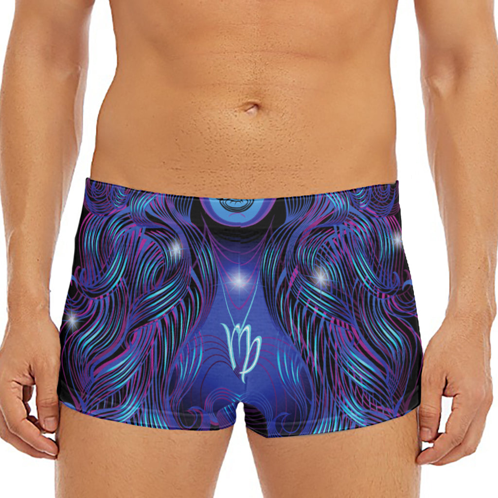Dark Virgo Zodiac Sign Print Men's Short Boxer Briefs
