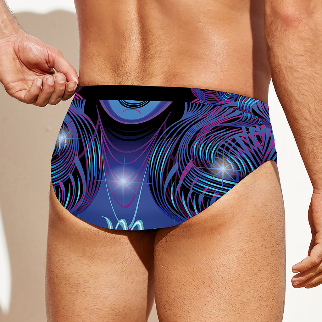 Dark Virgo Zodiac Sign Print Men's Swim Briefs