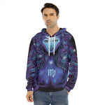 Dark Virgo Zodiac Sign Print Men's Velvet Pullover Hoodie
