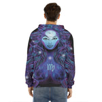 Dark Virgo Zodiac Sign Print Men's Velvet Pullover Hoodie