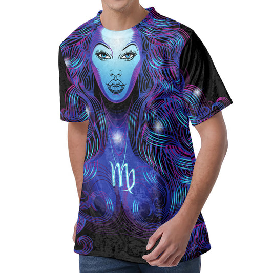 Dark Virgo Zodiac Sign Print Men's Velvet T-Shirt