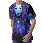 Dark Virgo Zodiac Sign Print Men's Velvet T-Shirt