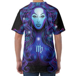 Dark Virgo Zodiac Sign Print Men's Velvet T-Shirt