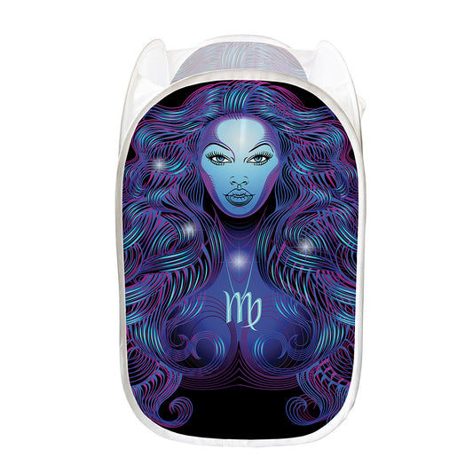 Dark Virgo Zodiac Sign Print Mesh Laundry Hamper