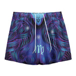 Dark Virgo Zodiac Sign Print Mesh Shorts