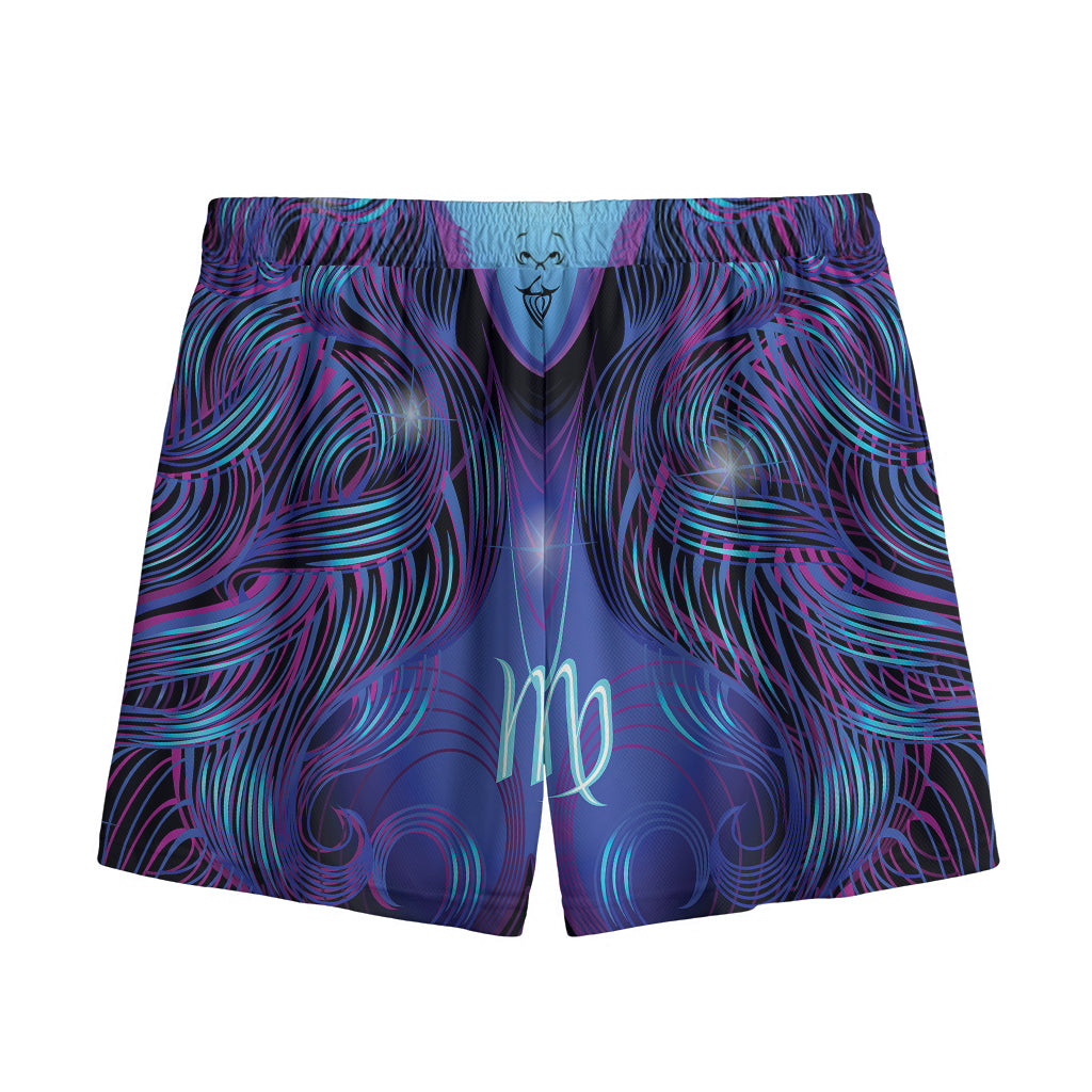 Dark Virgo Zodiac Sign Print Mesh Shorts