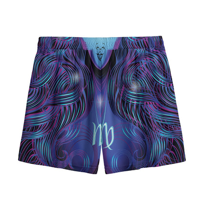 Dark Virgo Zodiac Sign Print Mesh Shorts