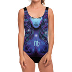 Dark Virgo Zodiac Sign Print One Piece Swimsuit
