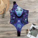 Dark Virgo Zodiac Sign Print One Shoulder Bodysuit