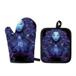 Dark Virgo Zodiac Sign Print Oven Mitt And Pot Holder Set