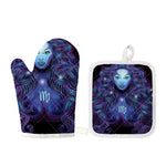 Dark Virgo Zodiac Sign Print Oven Mitt And Pot Holder Set