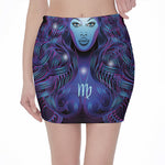 Dark Virgo Zodiac Sign Print Pencil Mini Skirt
