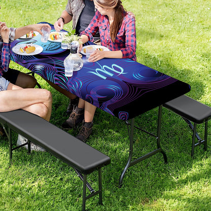 Dark Virgo Zodiac Sign Print Picnic Table Cover