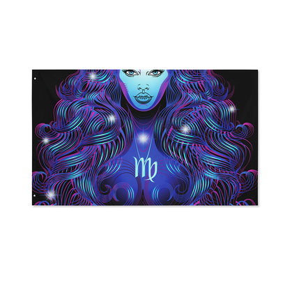Dark Virgo Zodiac Sign Print Polyester Flag