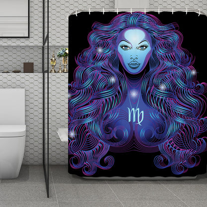 Dark Virgo Zodiac Sign Print Polyester Shower Curtain