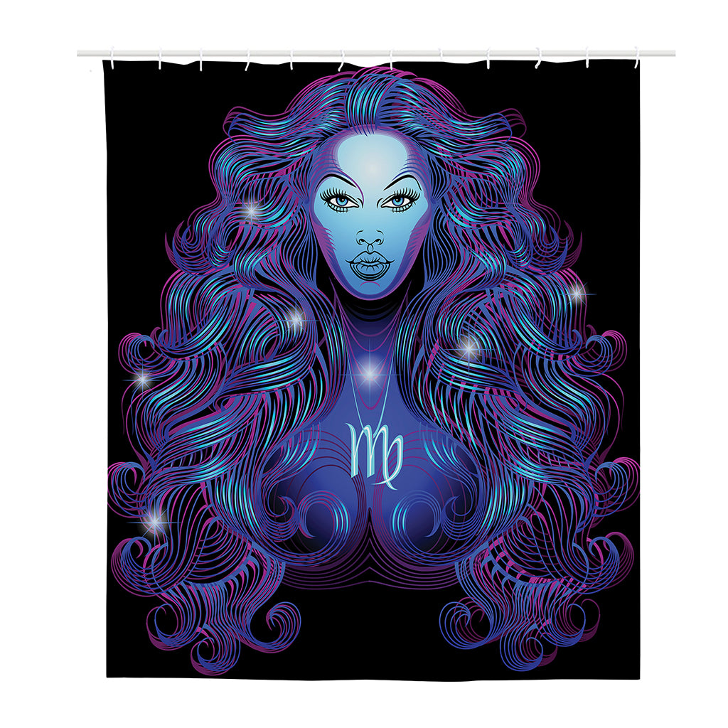 Dark Virgo Zodiac Sign Print Polyester Shower Curtain