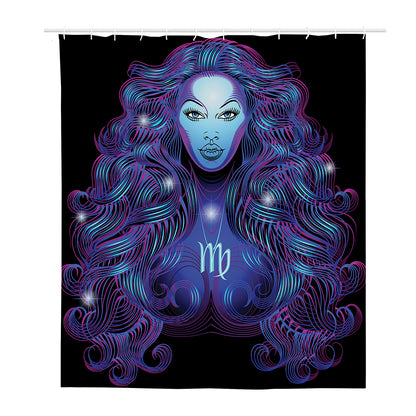 Dark Virgo Zodiac Sign Print Polyester Shower Curtain