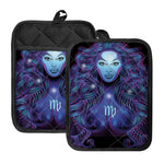Dark Virgo Zodiac Sign Print Pot Holders With Pocket