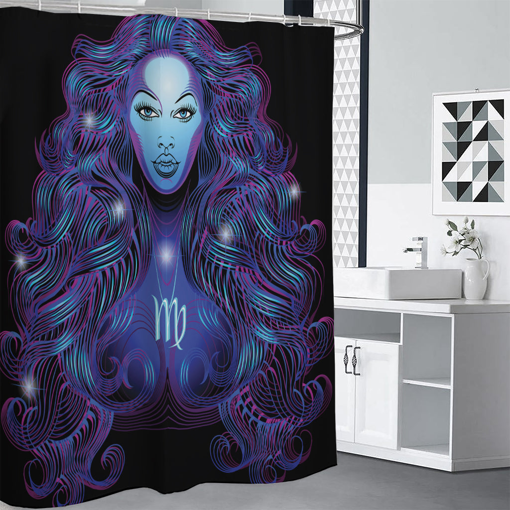 Dark Virgo Zodiac Sign Print Premium Shower Curtain