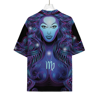 Dark Virgo Zodiac Sign Print Rayon Hawaiian Shirt